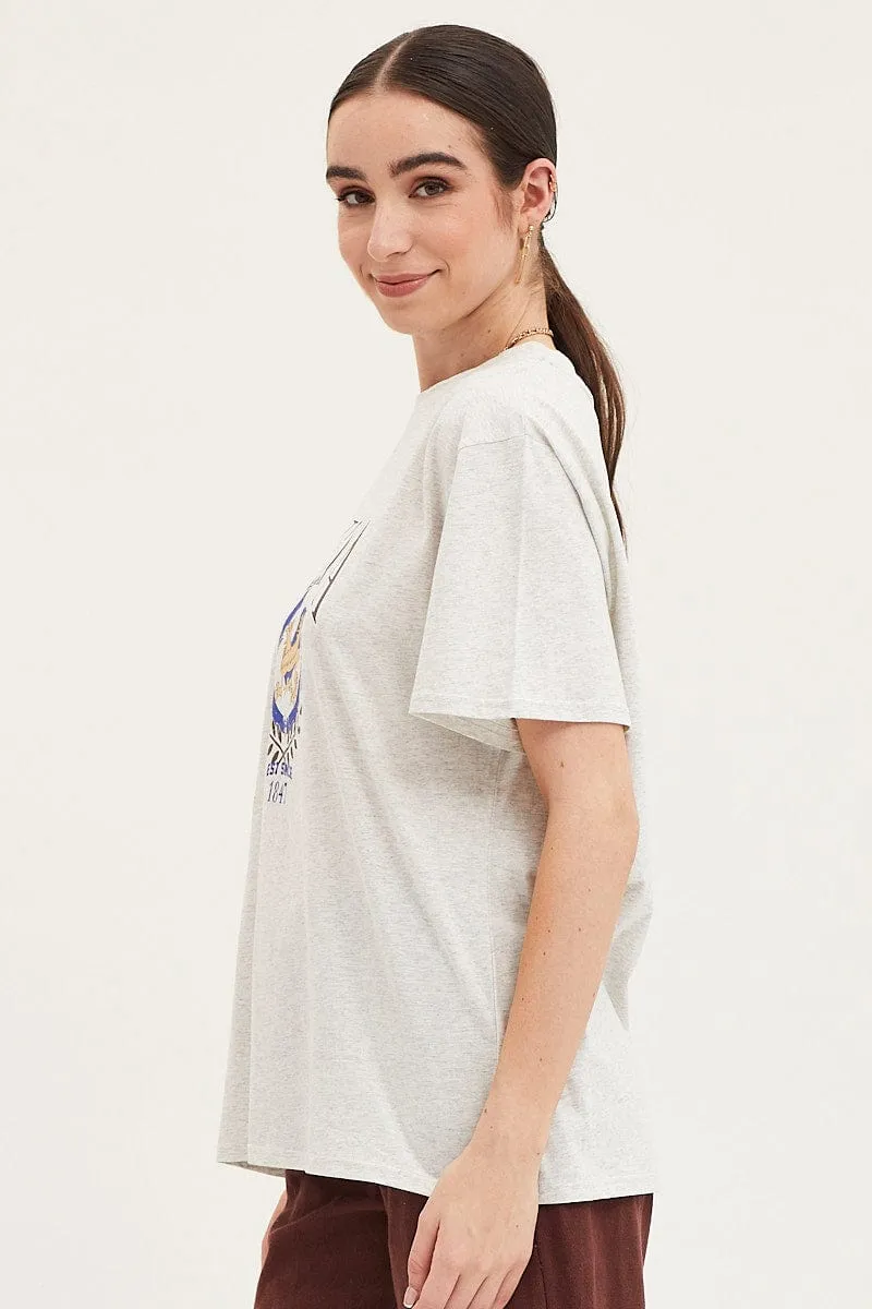 Grey Graphic T Shirt sold by Ally Fashion product image thumbnail 4