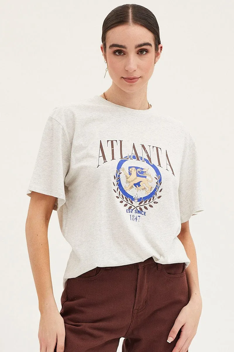 Grey Graphic T Shirt sold by Ally Fashion product image thumbnail 3