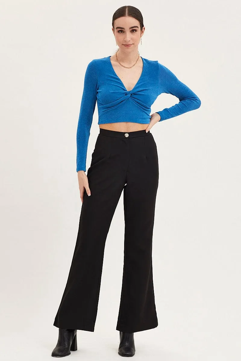 Blue Top Long Sleeve V Neck sold by Ally Fashion product image thumbnail 3