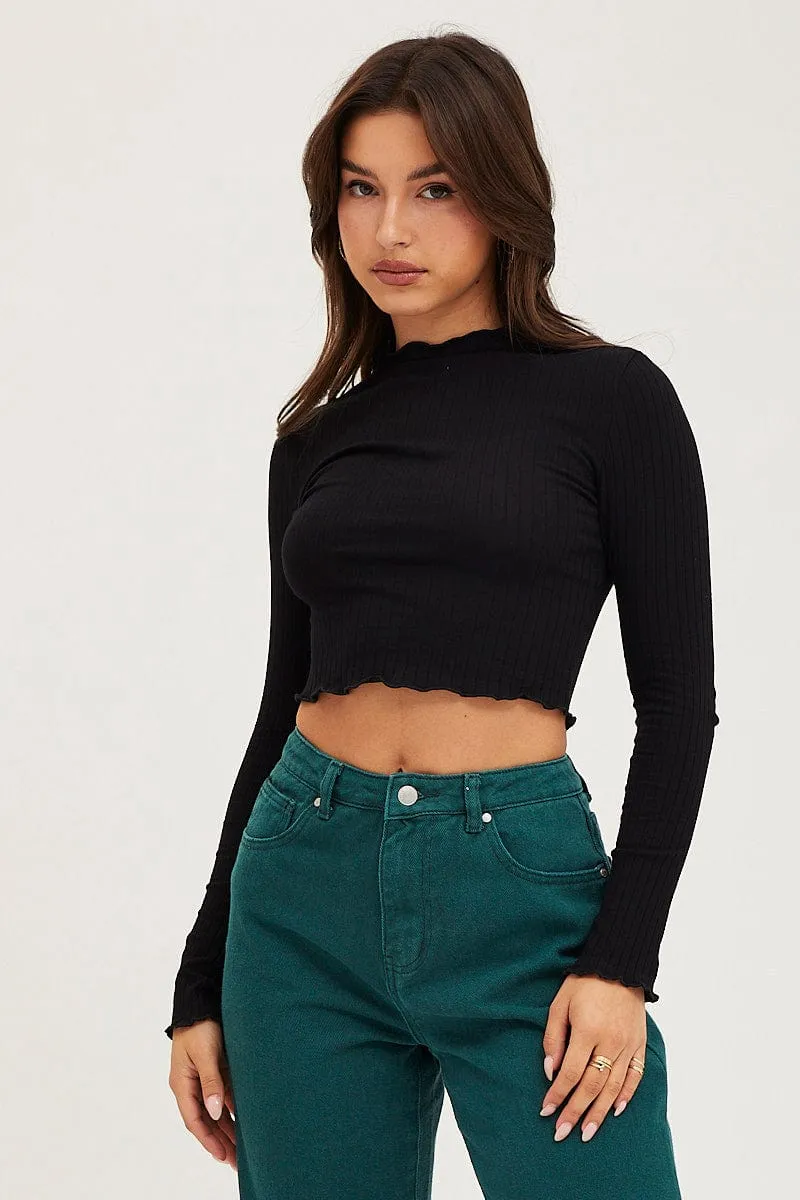Black Crop Top Long Sleeve sold by Ally Fashion product image thumbnail 3