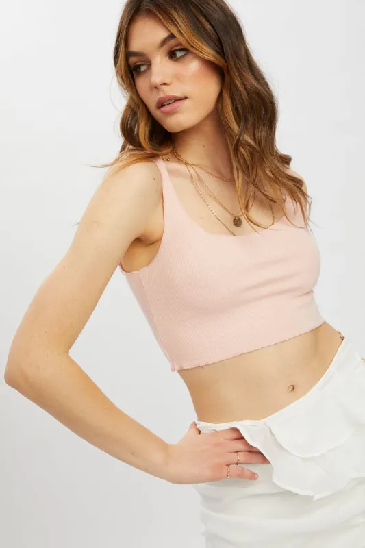 Pink Square Neck Tank sold by Ally Fashion