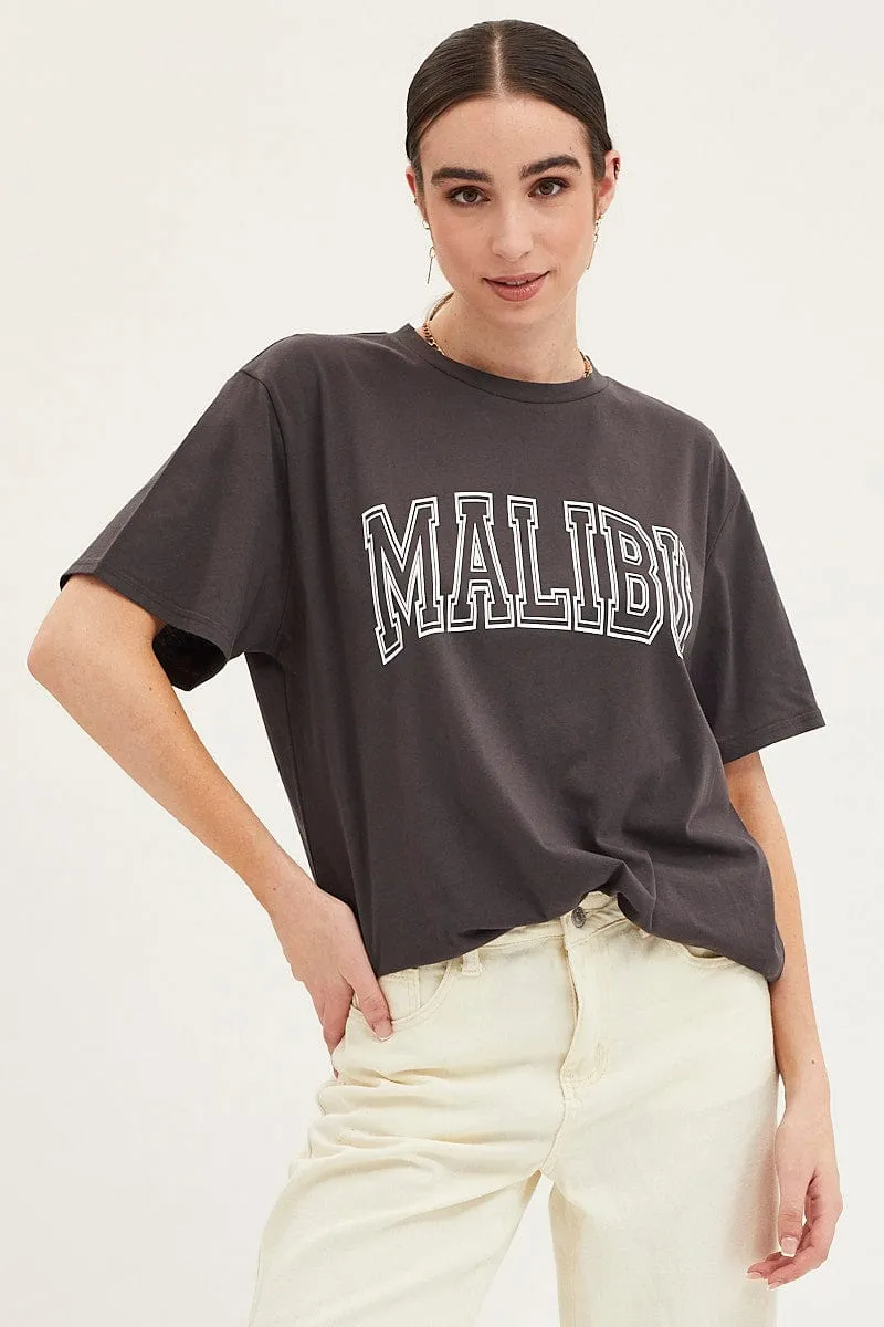 Black Graphic T Shirt sold by Ally Fashion