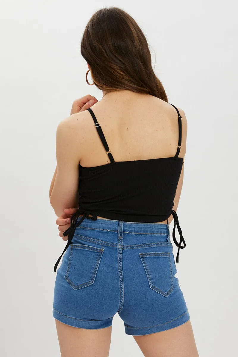 Black Drawstring Ruched Top sold by Ally Fashion product image thumbnail 3