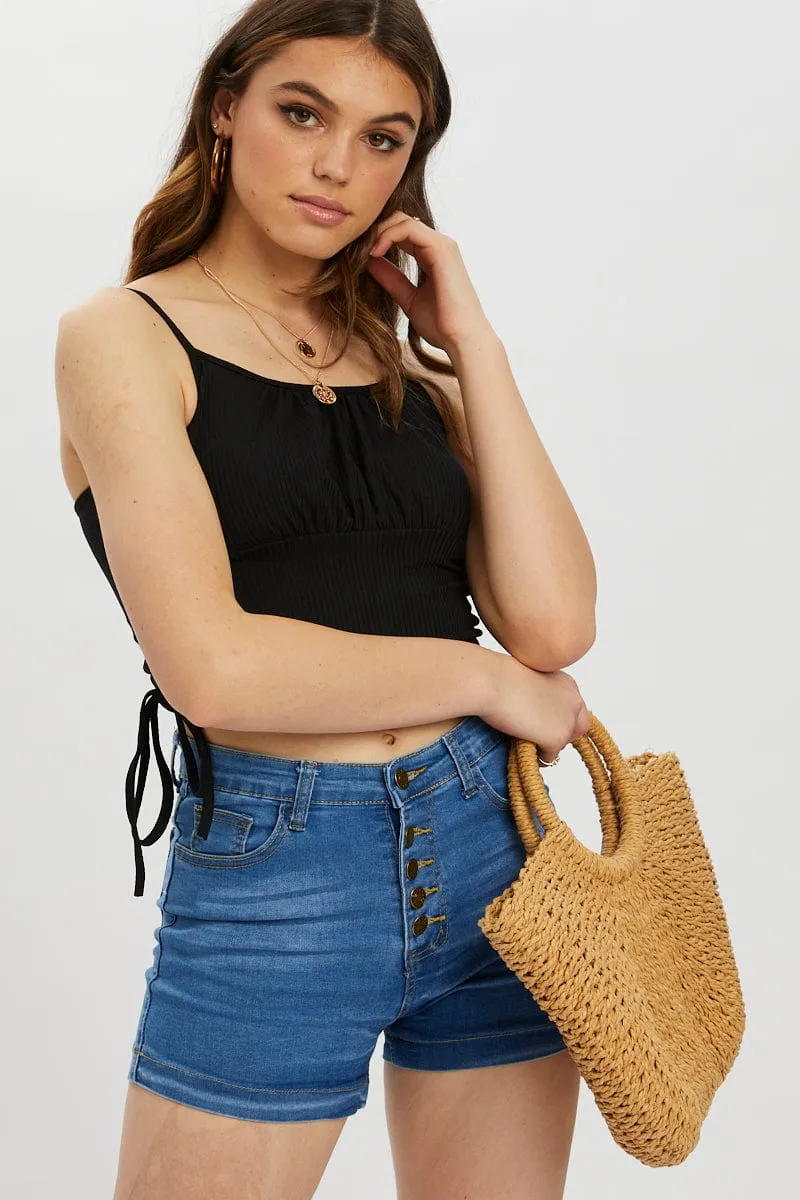 Black Drawstring Ruched Top sold by Ally Fashion product image thumbnail 4