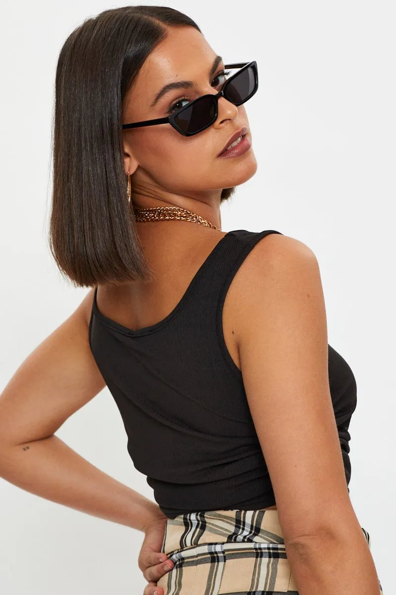 Black Ruched Drawstring Scoop Neck Top sold by Ally Fashion product image thumbnail 5