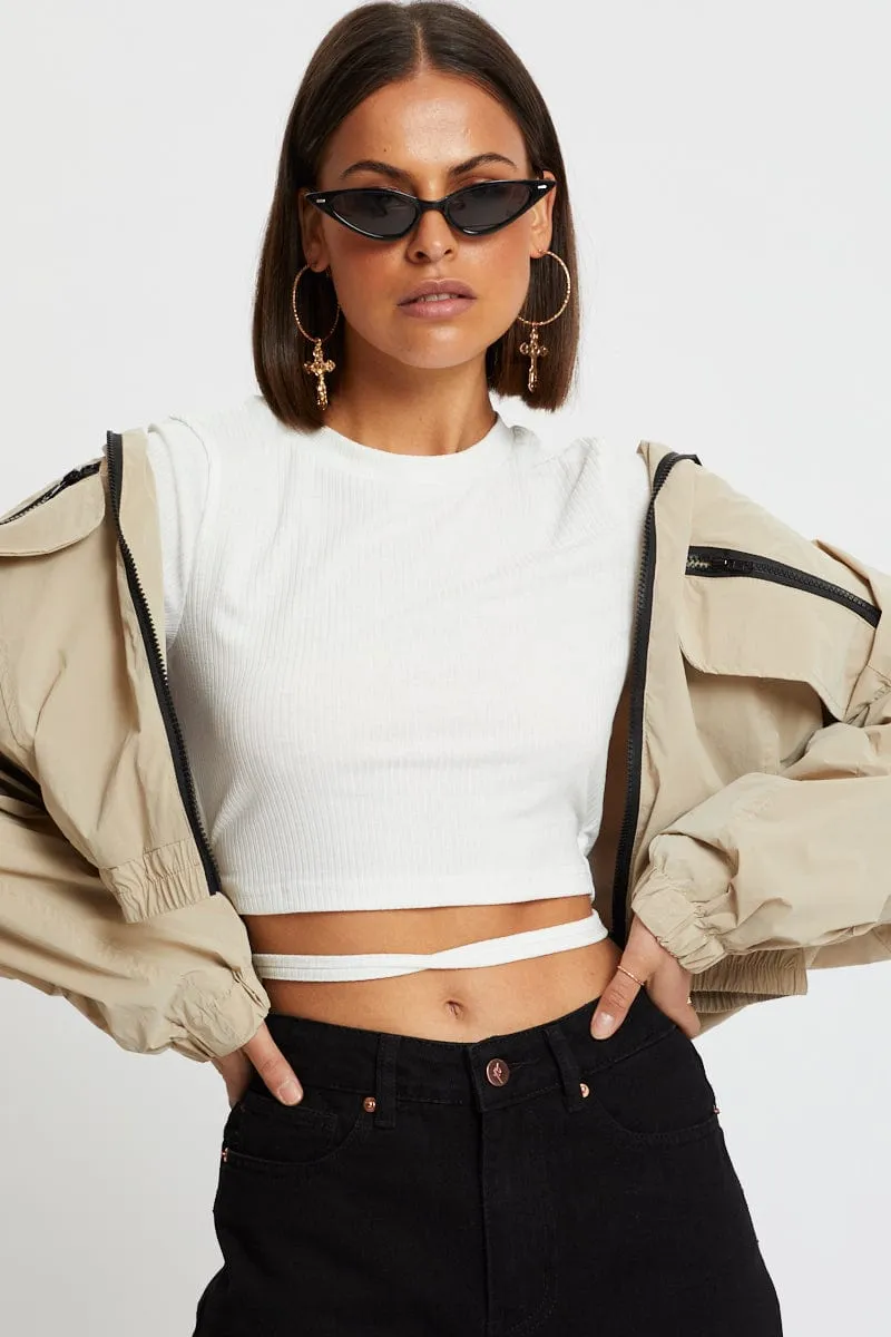 White Tie Waist Top sold by Ally Fashion