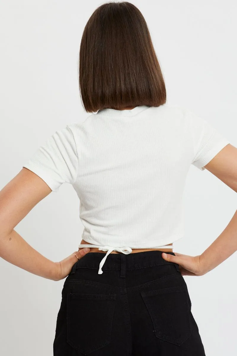 White Tie Waist Top sold by Ally Fashion product image thumbnail 3