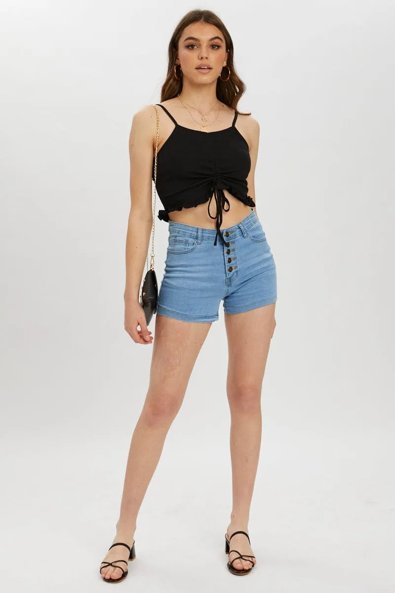 Black Ruched Drawstring Ruffle Cami sold by Ally Fashion product image thumbnail 5