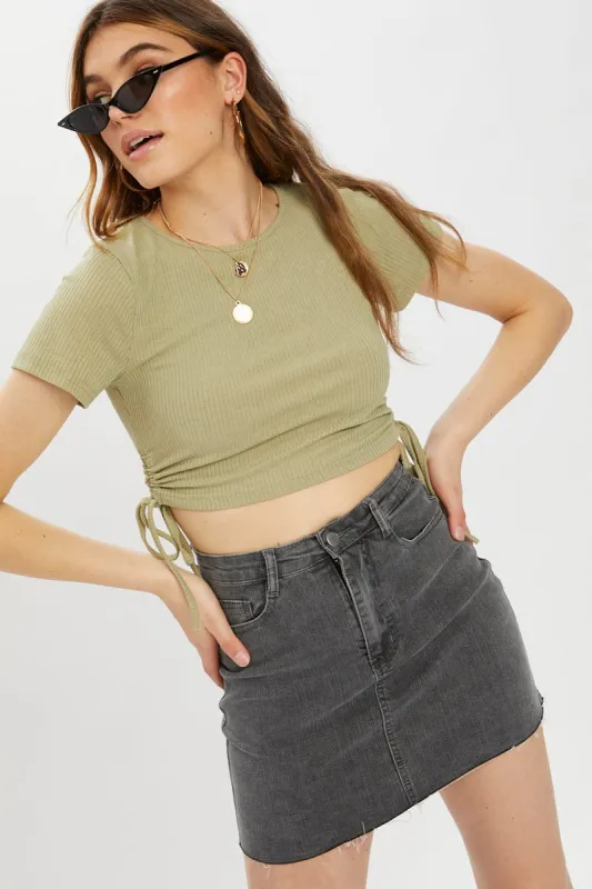 Green Drawstring Ruched Top sold by Ally Fashion