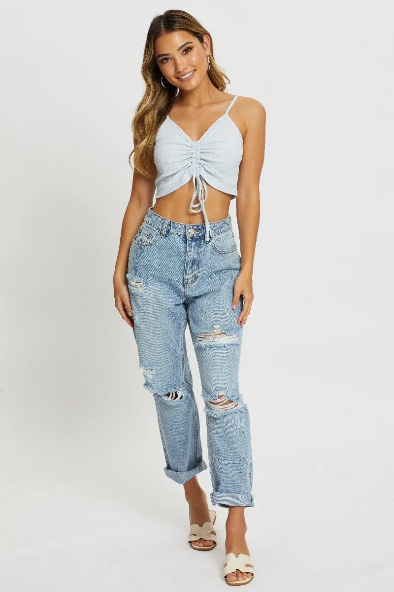 Blue Drawstring Ruched Cami sold by Ally Fashion product image thumbnail 4