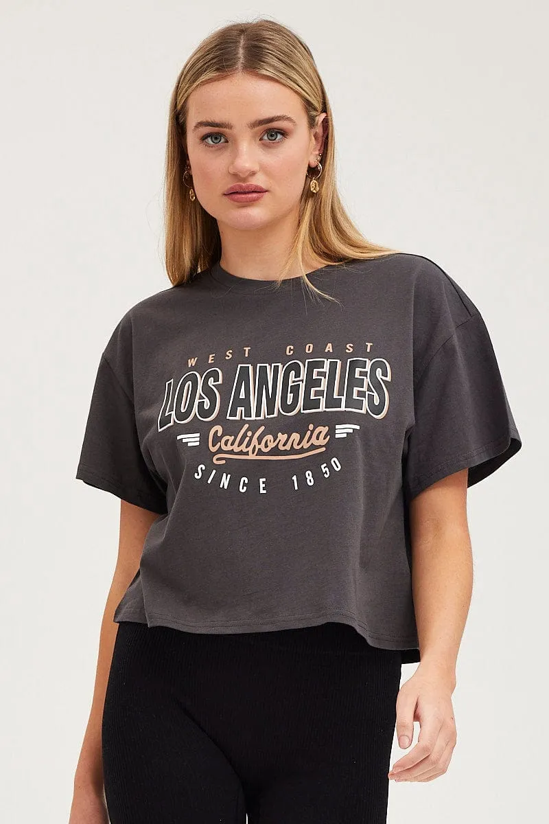Grey Graphic T Shirt sold by Ally Fashion product image thumbnail 3