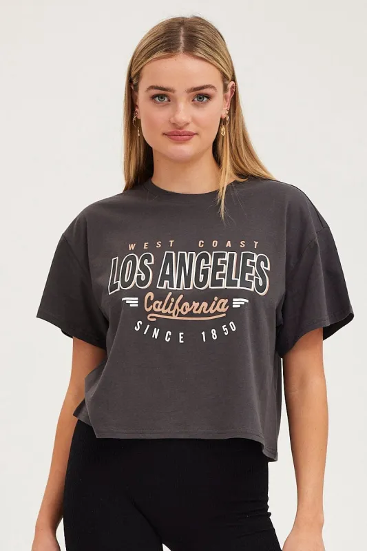 Grey Graphic T Shirt sold by Ally Fashion