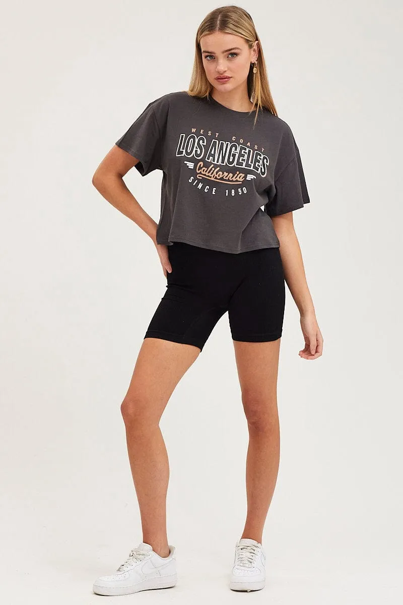 Grey Graphic T Shirt sold by Ally Fashion product image thumbnail 2