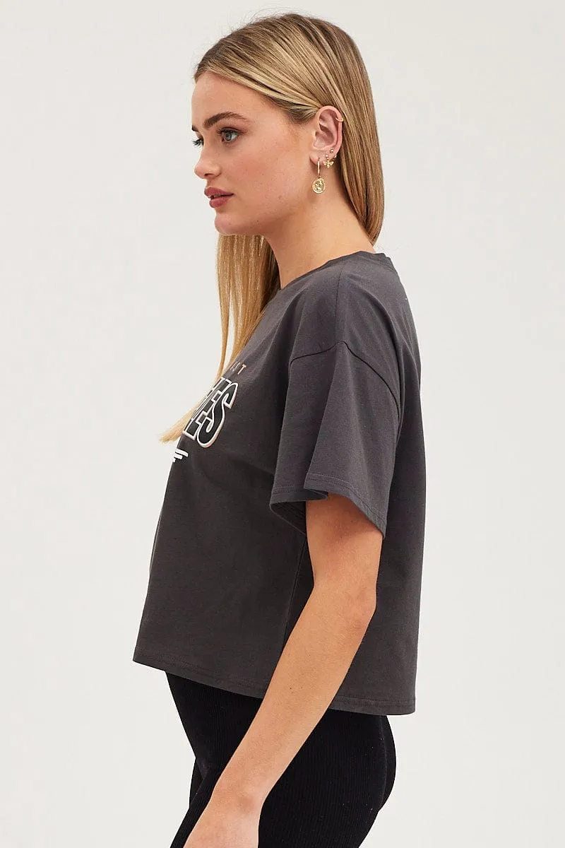 Grey Graphic T Shirt sold by Ally Fashion product image thumbnail 4