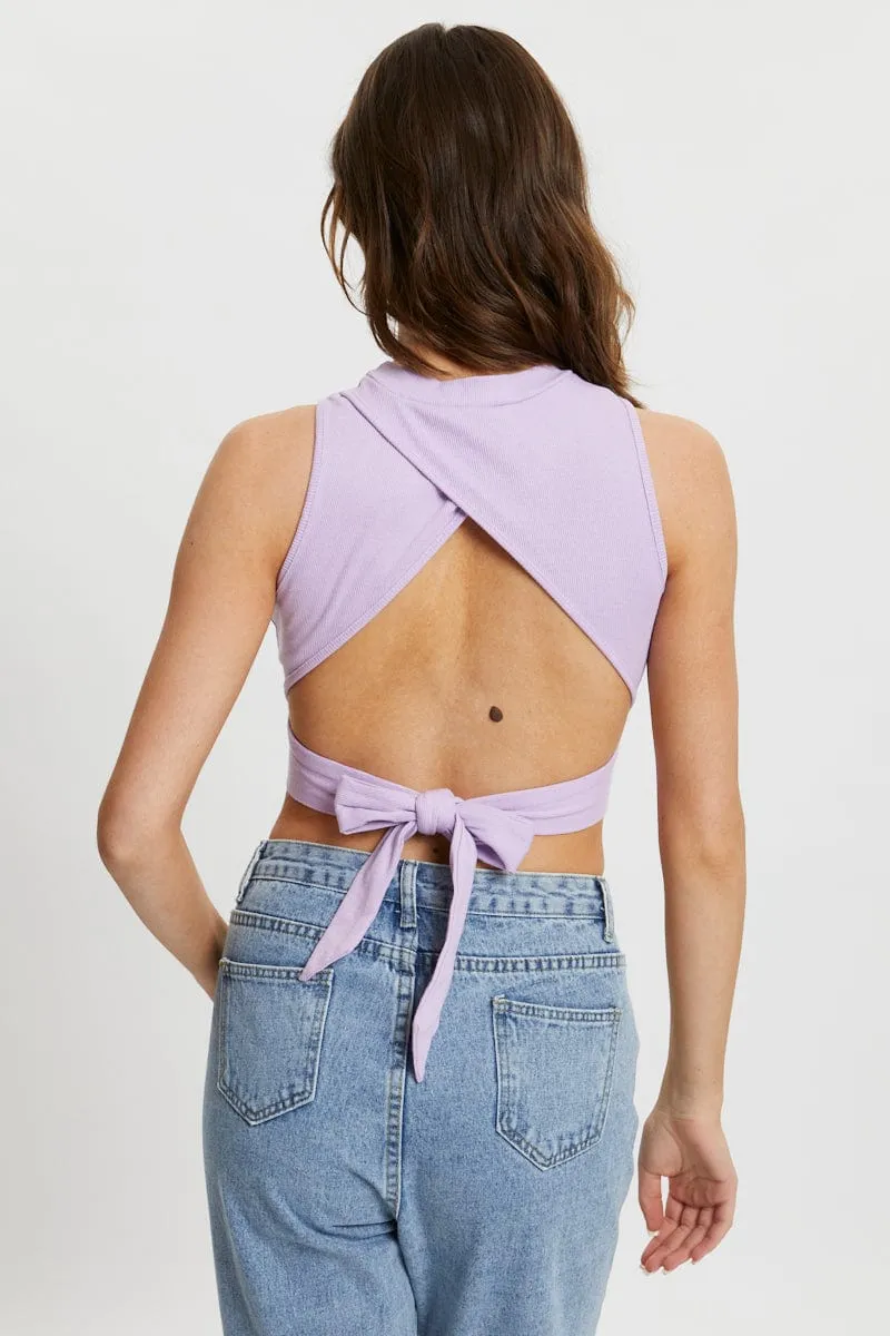 Purple Tie Back Cut Out Top sold by Ally Fashion product image thumbnail 3