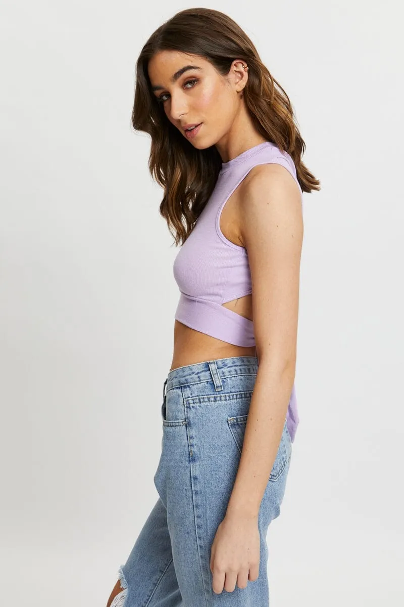 Purple Tie Back Cut Out Top sold by Ally Fashion product image thumbnail 2