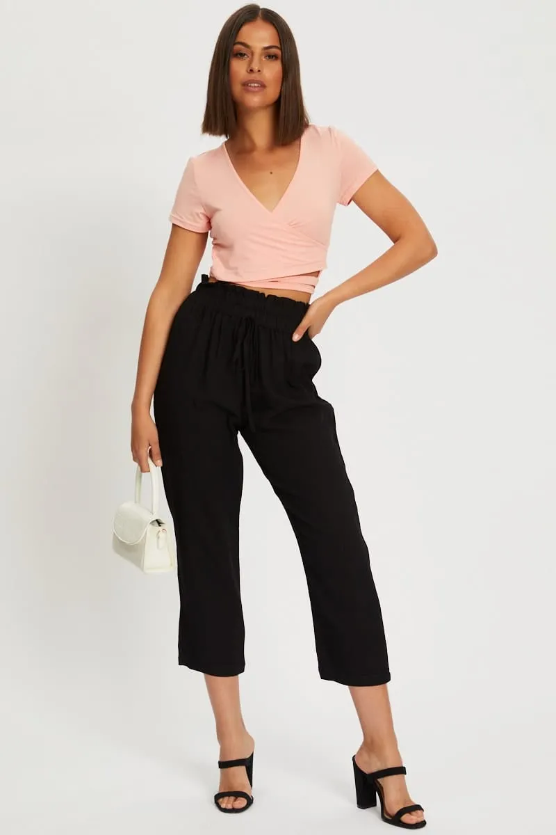 Orange Short Sleeve Wrap Top sold by Ally Fashion