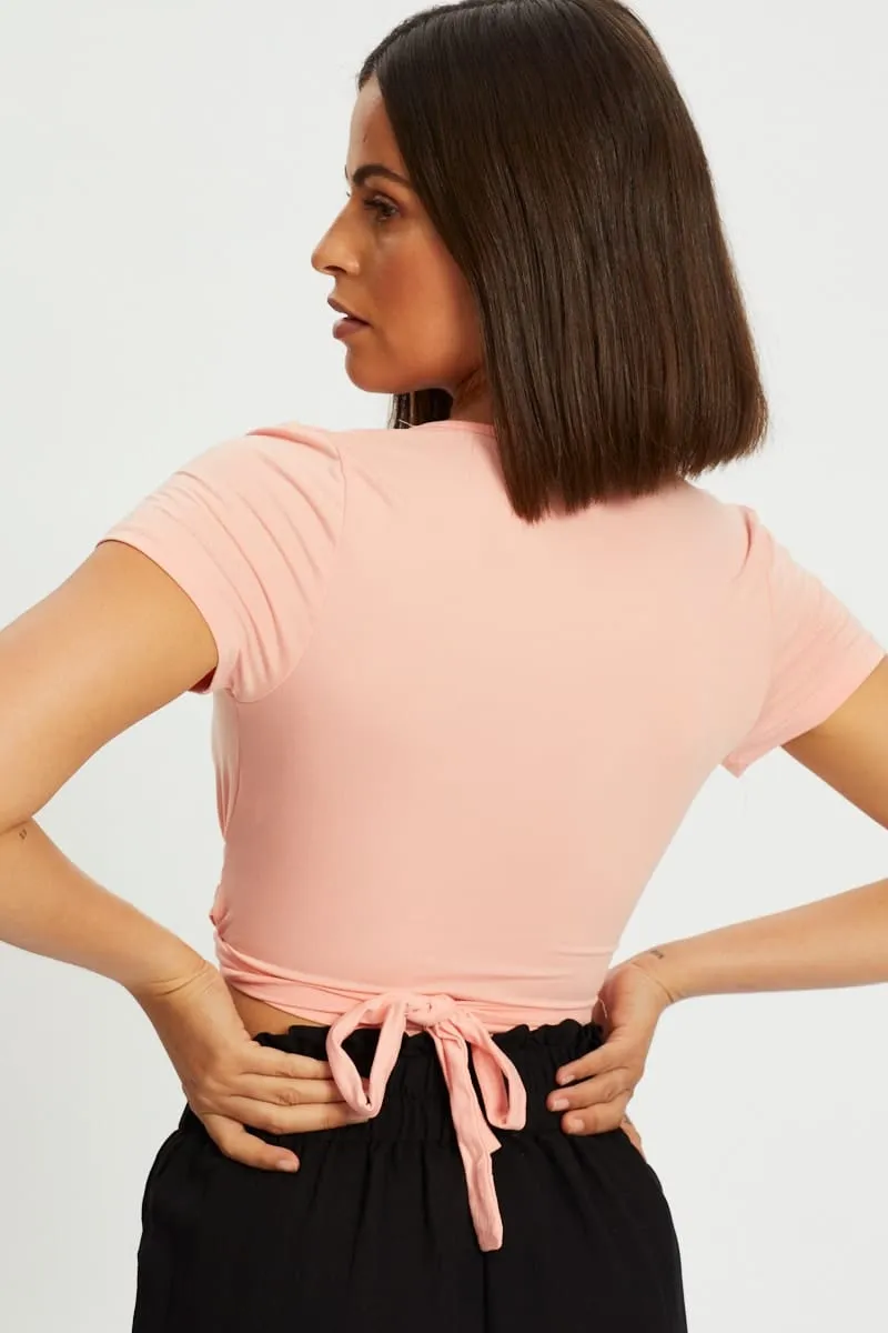 Orange Short Sleeve Wrap Top sold by Ally Fashion product image thumbnail 3