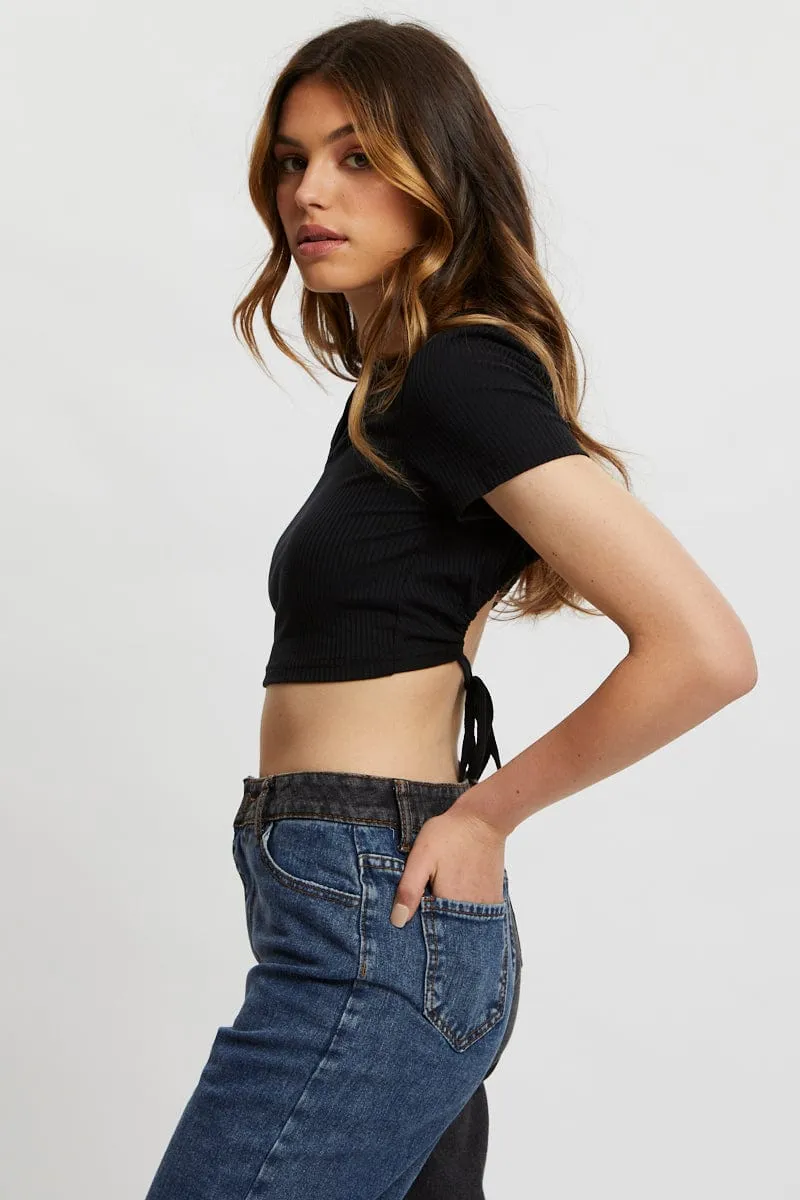 Black Tie Back Top Cut Out sold by Ally Fashion product image thumbnail 2