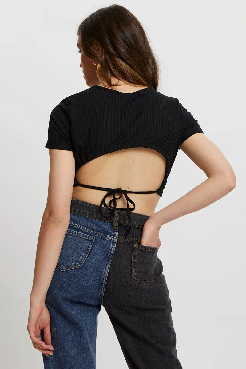 Black Tie Back Top Cut Out sold by Ally Fashion product image thumbnail 3