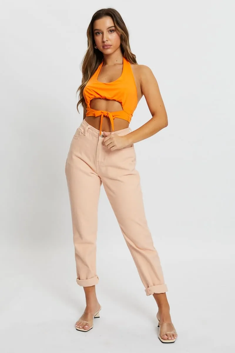 Orange Tie Cut Out Halter Top sold by Ally Fashion product image thumbnail 5