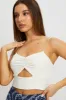 White Bungee Strap Cut Out Rib Crop Top sold by Ally Fashion