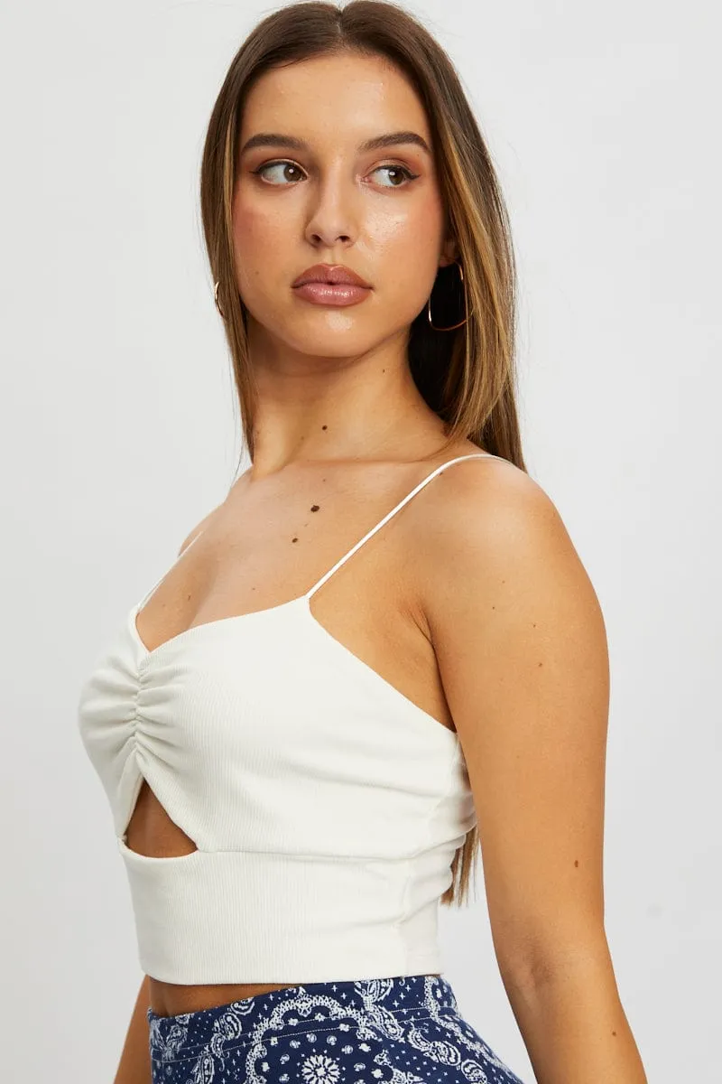 White Bungee Strap Cut Out Rib Crop Top sold by Ally Fashion product image thumbnail 2
