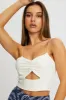 White Bungee Strap Cut Out Rib Crop Top sold by Ally Fashion