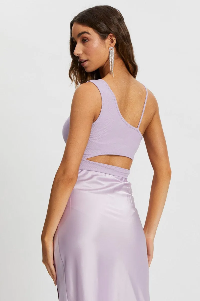 Purple One Shoulder Cut Out Crop Top sold by Ally Fashion product image thumbnail 5
