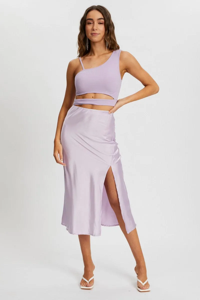 Purple One Shoulder Cut Out Crop Top sold by Ally Fashion product image thumbnail 3
