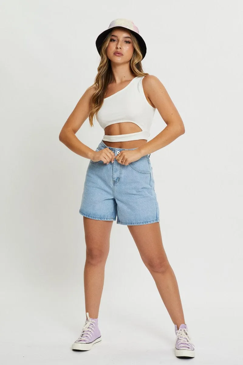 White One Shoulder Cut Out Crop Top sold by Ally Fashion product image thumbnail 3