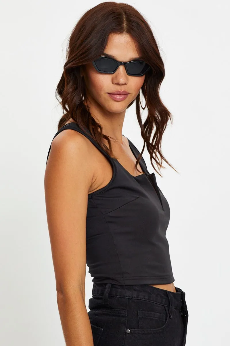 Black Deep V Crop Top sold by Ally Fashion product image thumbnail 4