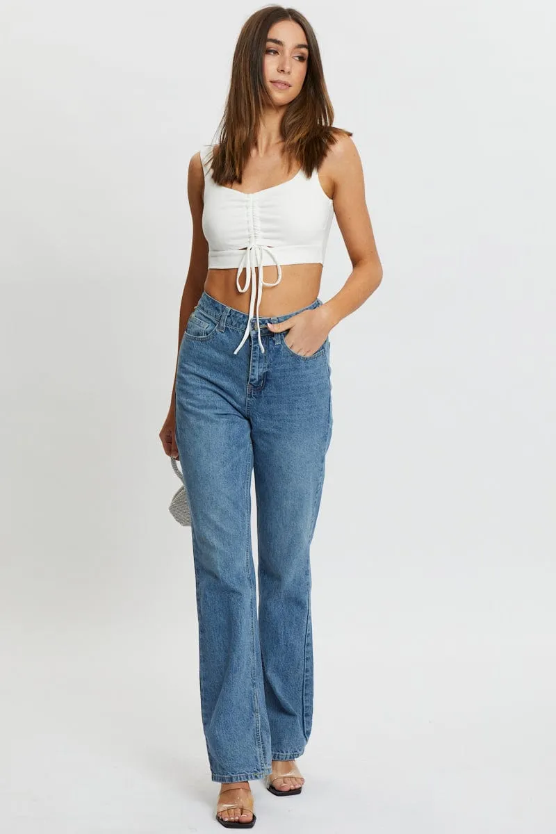 White Drawstring Cut Out Rib Crop Top sold by Ally Fashion product image thumbnail 5