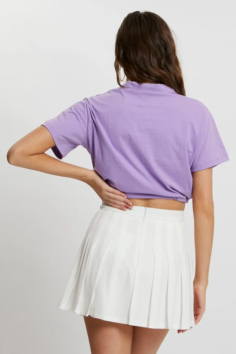 Purple Polo Collar Drawstring Crop Top sold by Ally Fashion product image thumbnail 3