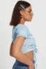Blue Tie Dye Drawstring Ruched Top sold by Ally Fashion
