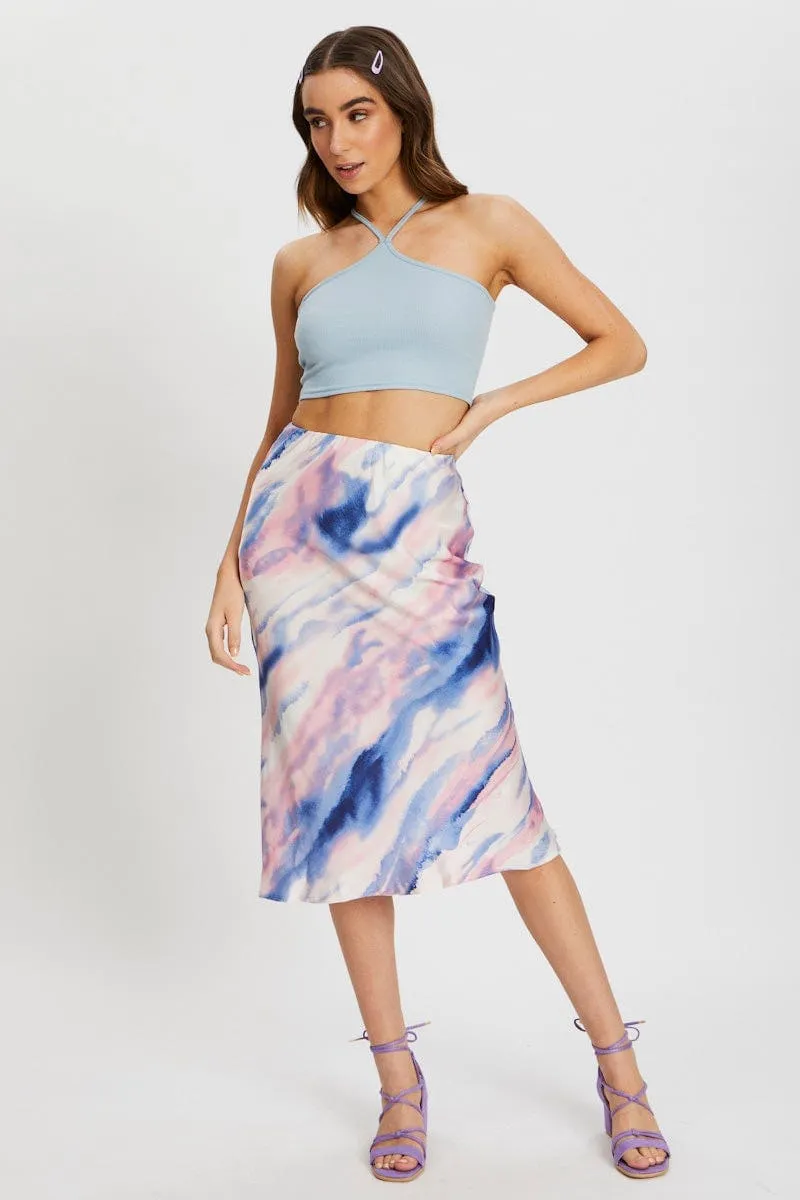 Blue Cutaway Halter Neck Crop Top sold by Ally Fashion product image thumbnail 3