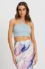 Blue Cutaway Halter Neck Crop Top sold by Ally Fashion