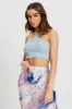 Blue Cutaway Halter Neck Crop Top sold by Ally Fashion