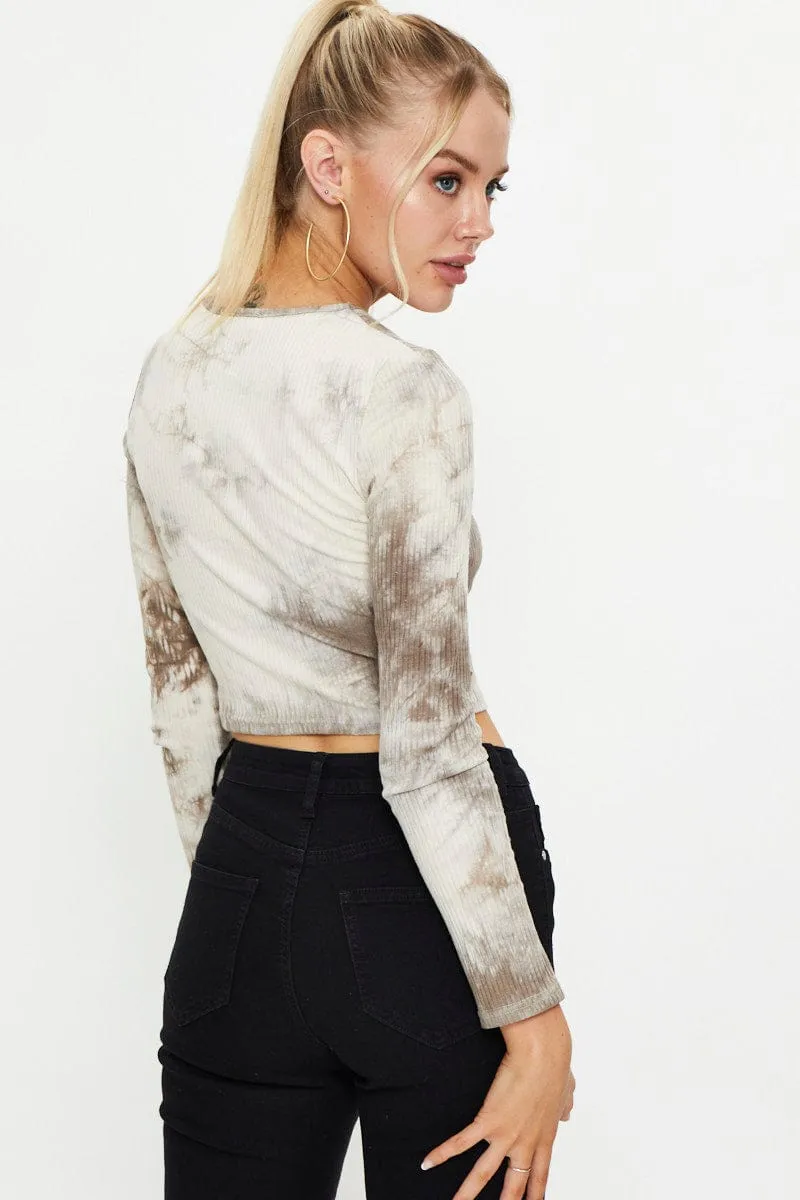 Brown Tie Dye Top sold by Ally Fashion product image thumbnail 5