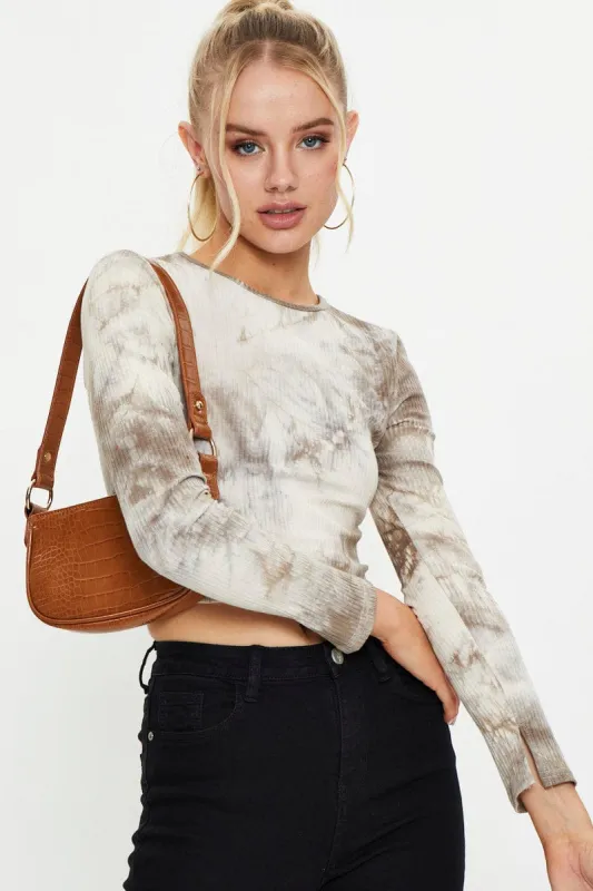 Brown Tie Dye Top sold by Ally Fashion