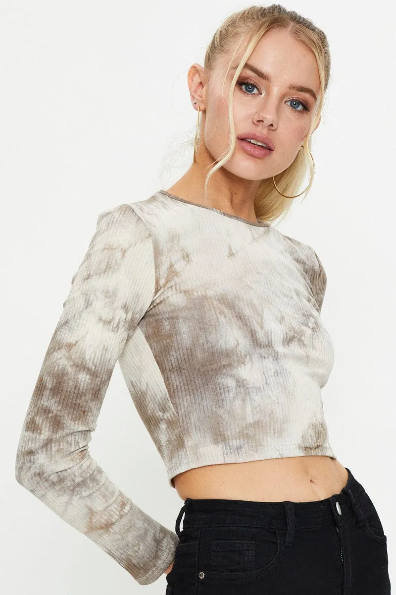 Brown Tie Dye Top sold by Ally Fashion product image thumbnail 2