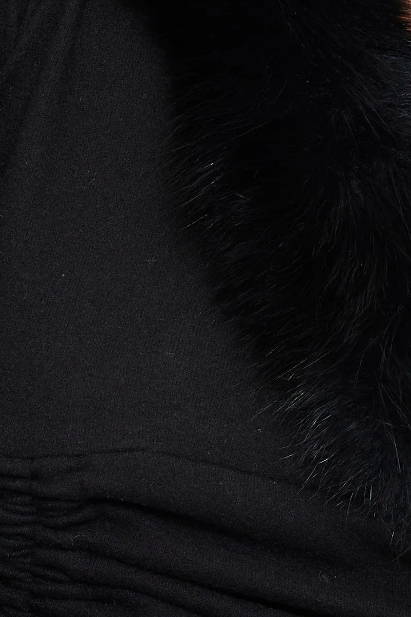 Black Fur Trim Drawstring Top sold by Ally Fashion product image thumbnail 5