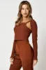 Brown Rib Singlet Shrug Set sold by Ally Fashion