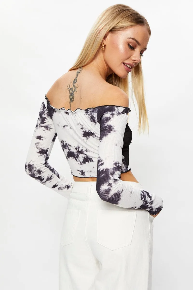 Multi Tie Dye Off Shoulder Top sold by Ally Fashion product image thumbnail 5