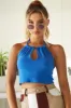 Blue Keyhole Hole Halter Neck Top sold by Ally Fashion