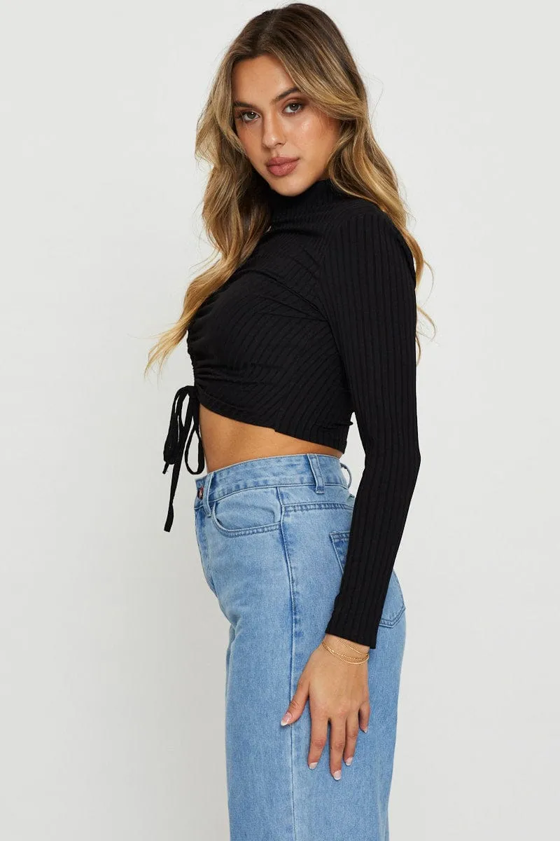 Black Ruched Top Long Sleeve sold by Ally Fashion product image thumbnail 3