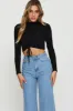 Black Ruched Top Long Sleeve sold by Ally Fashion