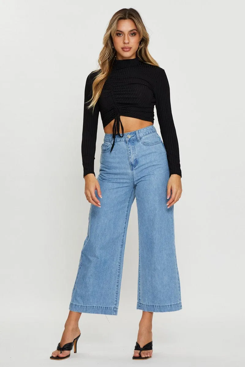 Black Ruched Top Long Sleeve sold by Ally Fashion product image thumbnail 2