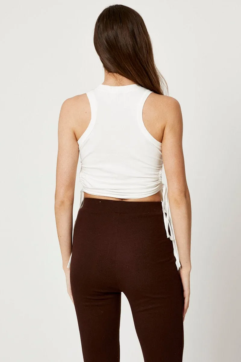 White Cut Out Tank sold by Ally Fashion product image thumbnail 4