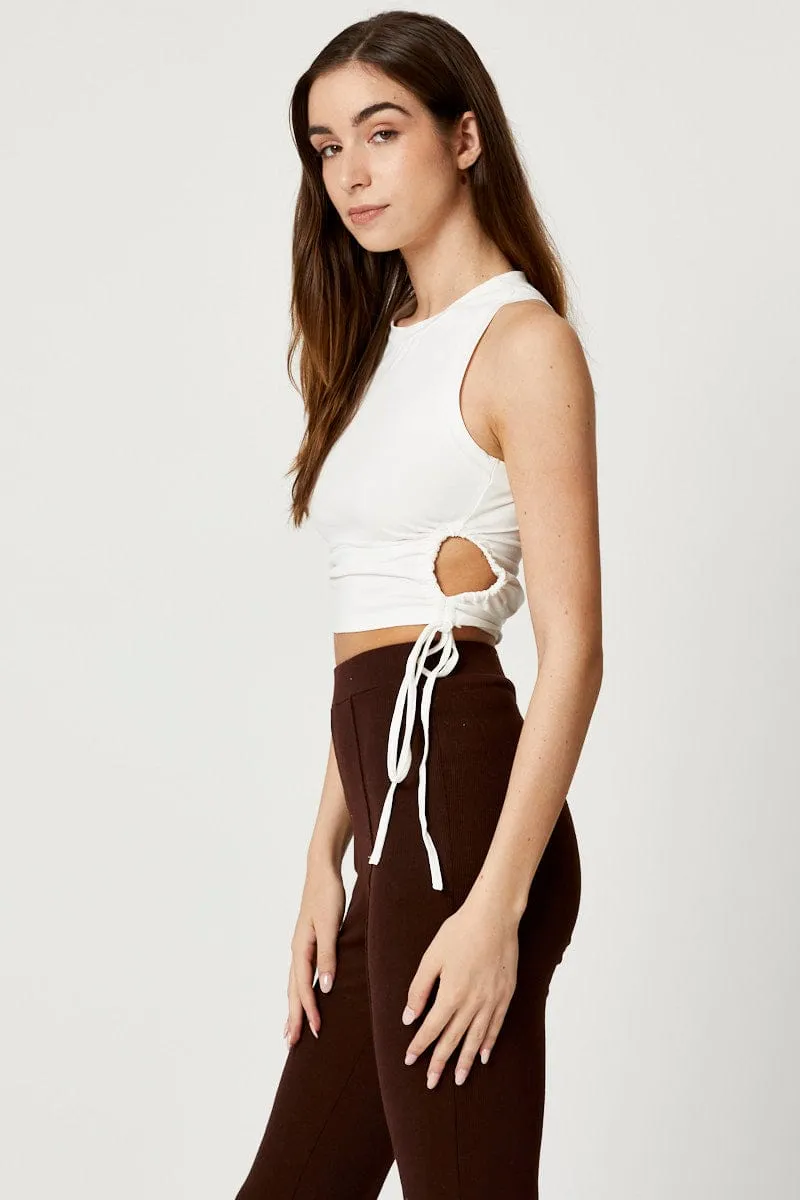 White Cut Out Tank sold by Ally Fashion product image thumbnail 3